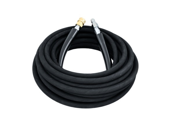 3/8" Kobrajet Black Hose, 4000 PSI, 50 FT, Brass Socket and Plated Steel Plug.