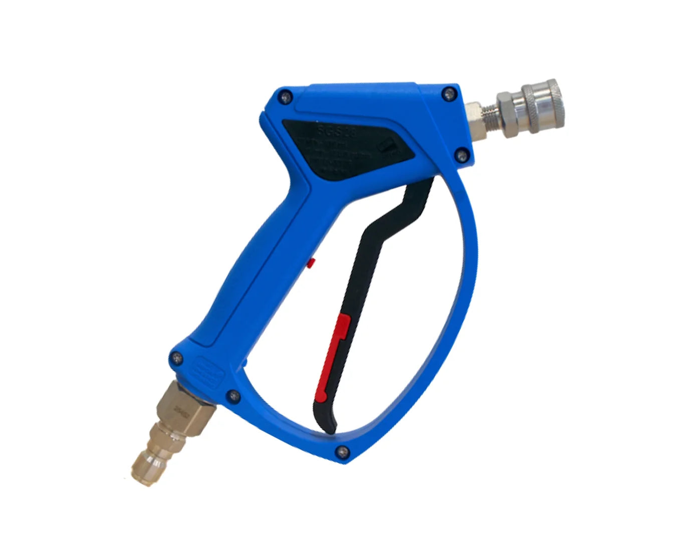 MTM Hydro SGS28 Blue Spray Gun, 4000 PSI, 12 GPM, Live Swivel, SS PRIMA Fittings Installed