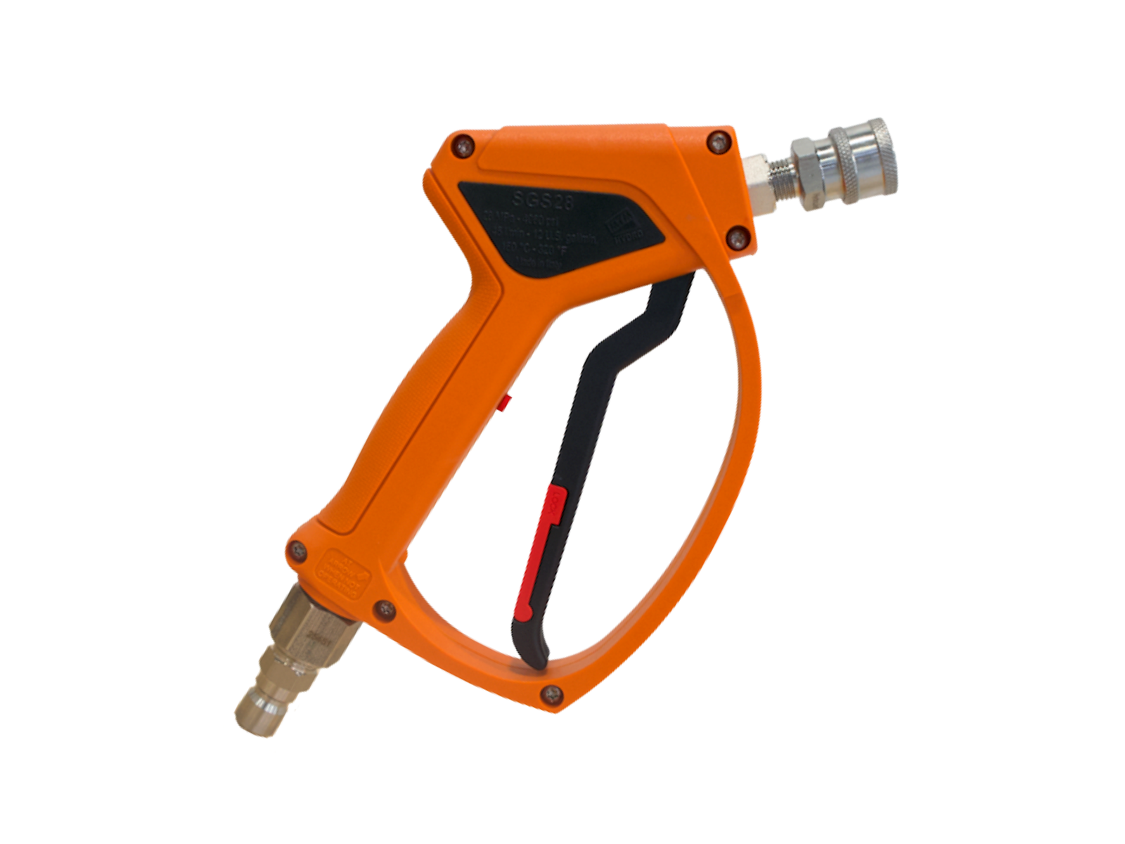 SGS28 1/4" Light Blue Spray Gun w/Nickel Plated Brass SS Swivel Inlet with Quick Connect Fittings installed