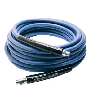 1/4" KobraJet Smooth Blue Hose, 4300 PSI, 100 FT, Non-Marked, Male Fixed and Swivel.