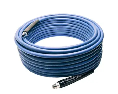 1/4" KobraJet Smooth Blue Hose, 4300 PSI, 100 FT, Non-Marked, 1/4" Male Fixed and Swivel.