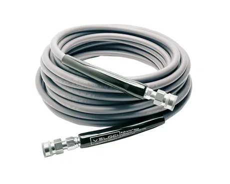 3/8" Kobrajet Gray Hose, 4300 PSI, 50 FT, Non-Marked, Stainless Steel Sockets.