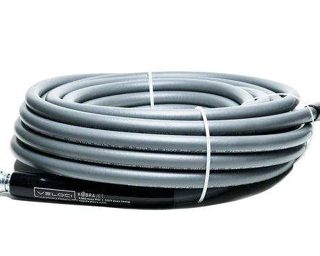 3/8" Kobrajet, Smooth Gray Hose, 4300 PSI, 50 FT, Non-Marked, Stainless Steel Sockets