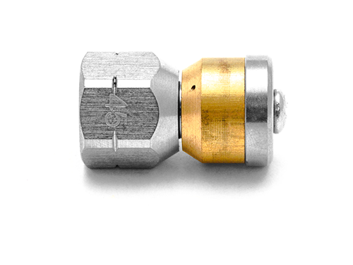 ROTATING SEWER NOZZLE SS/BRASS 1/8 NPT F 3+3 5.5