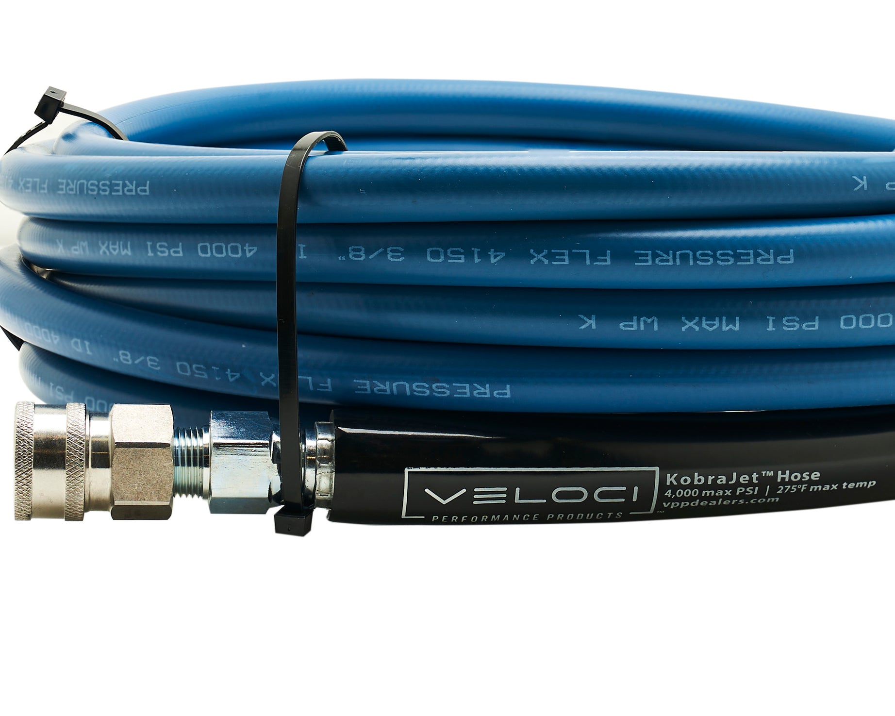 Veloci Performance Products KobraJet Smooth Blue Hose 50' (4,000 PSI, SS QCs)