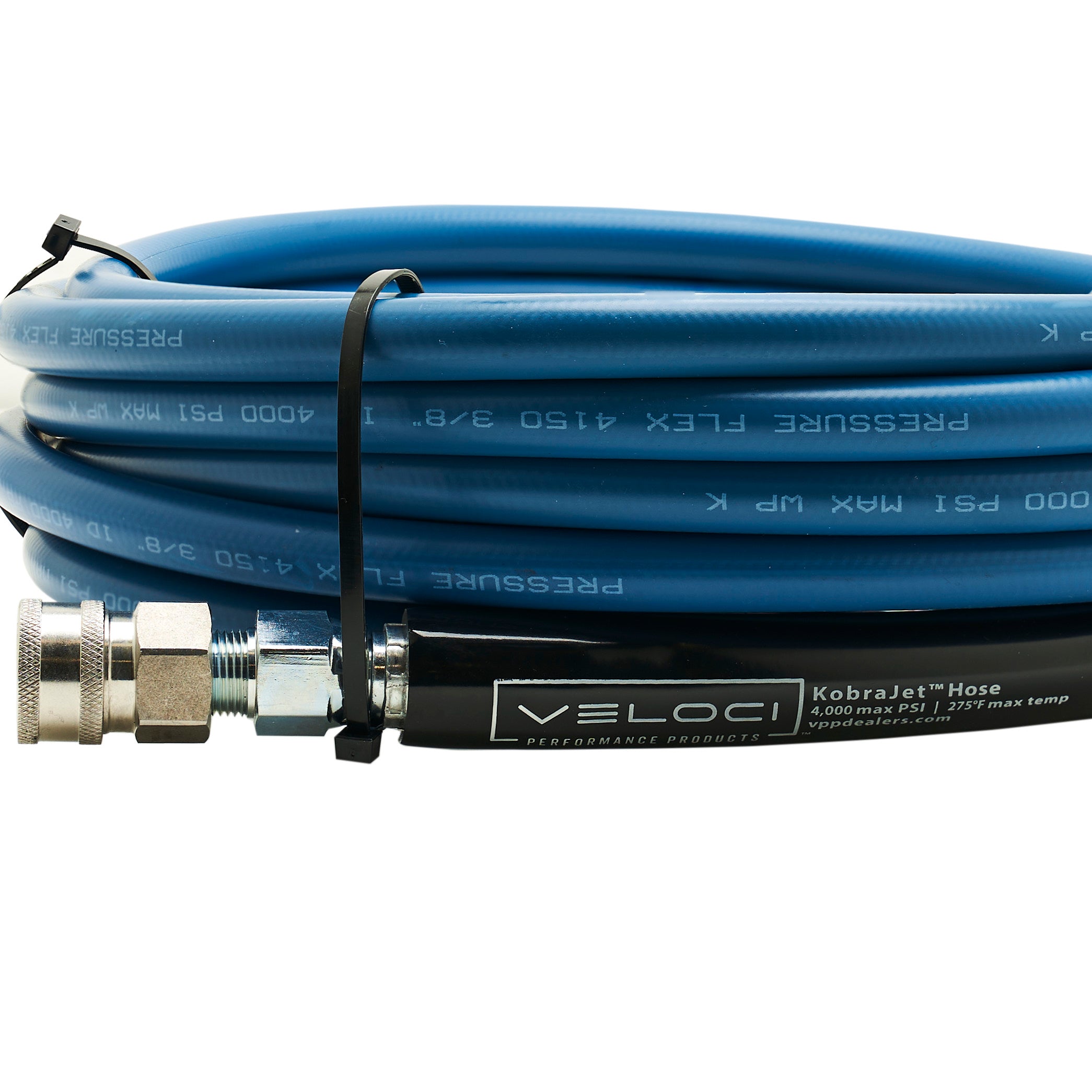 Veloci Performance Products KobraJet Smooth Blue Hose 50' (4,000 PSI, SS QCs)