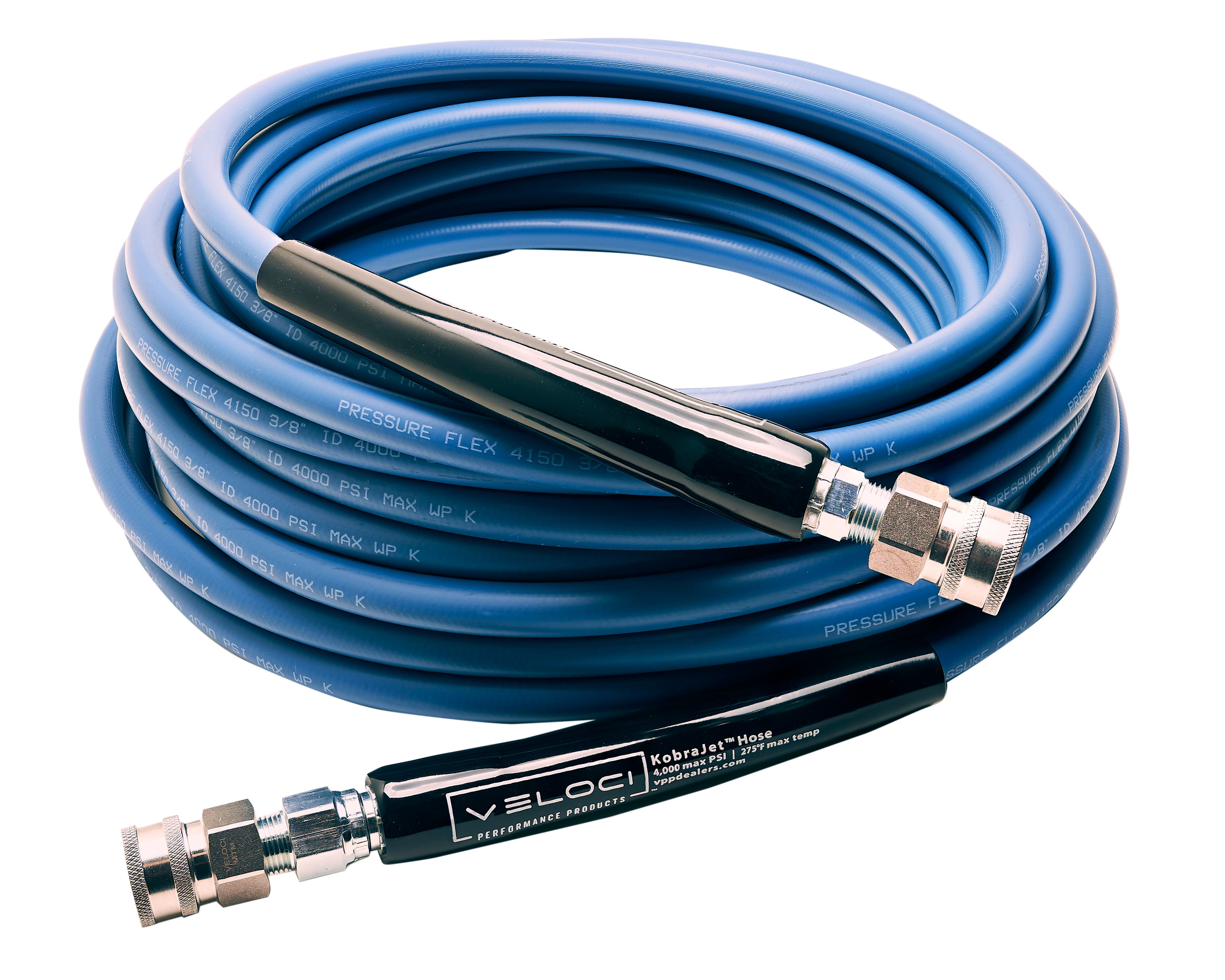 Veloci Performance Products KobraJet Smooth Blue Hose 50' (4,000 PSI, SS QCs)