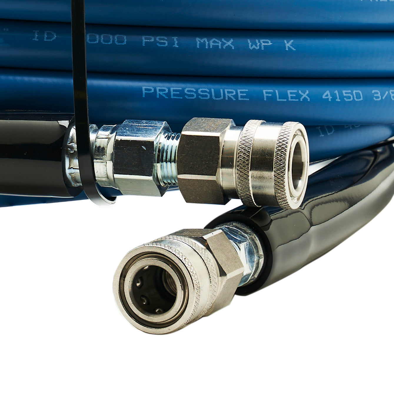 3/8" Kobrajet Smooth Blue Hose, 4000 PSI, 25 FT, Non-Marked, Stainless Steel Couplers.